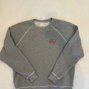 THE GREAT College Sweatshirt in Grey with “MOM” Embroidery